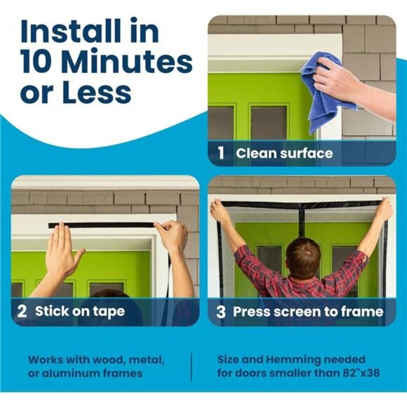 Magnetic Screen Door - Bugs Out, Breeze in -9min Install Auto-Sealing Heavy Duty - Picture 6 of 7